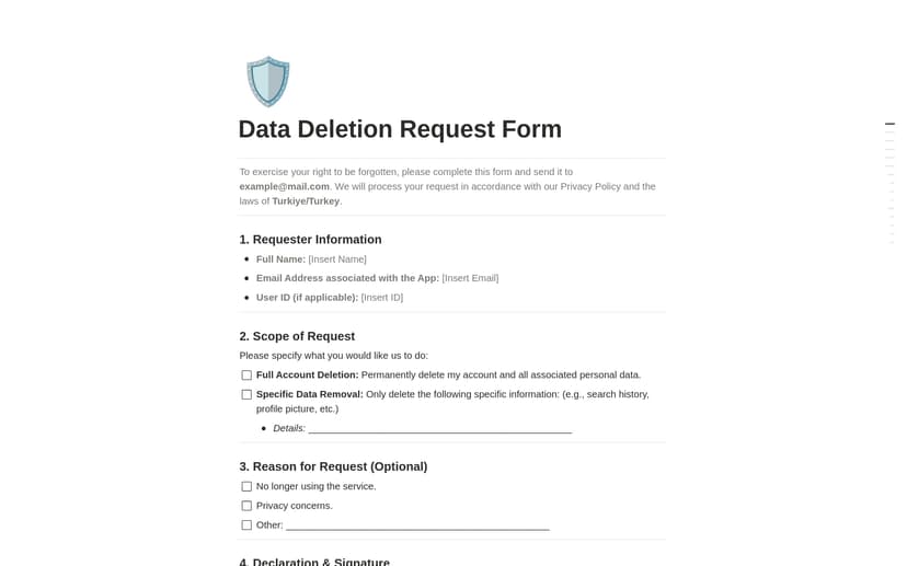 GDPR & CCPA Data Deletion Request Form