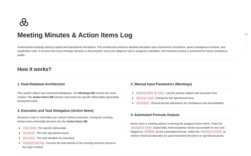 Meeting Minutes & Action Items Log